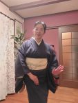 近江縮に麻の帯